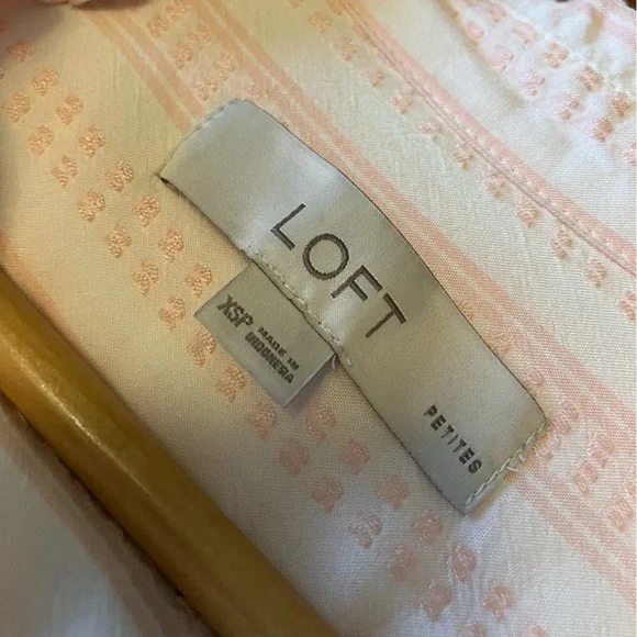 LOFT White and Pink Light Weight Cap Sleeve Tank Shirt Dress Size XSP - Picture 10 of 10